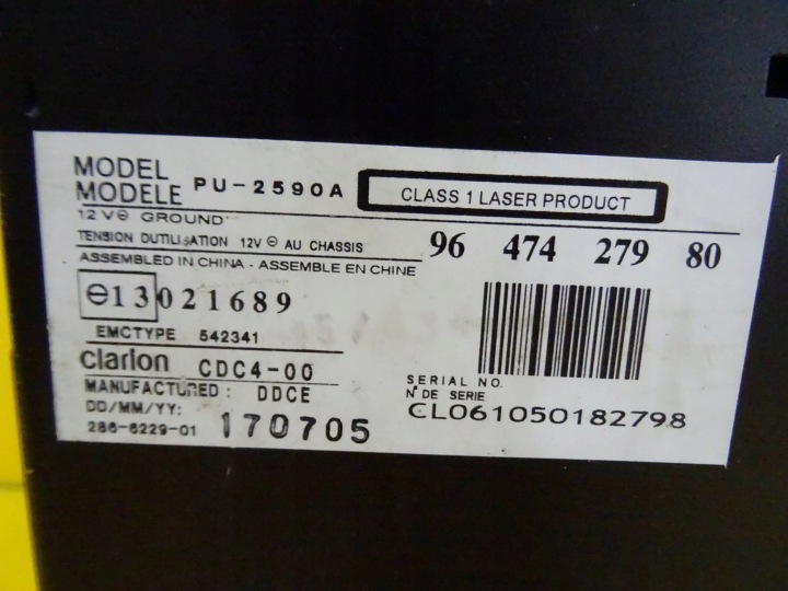 CHANGEUR DISQUES CD PEUGEOT 407 9647427980 NR43