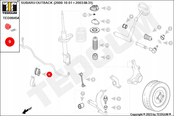 BLOQUE SILENCIOSO ESTABILIZADOR SUBARU FORESTER, LEGACY III, OUTBACK 10.98-05.08 