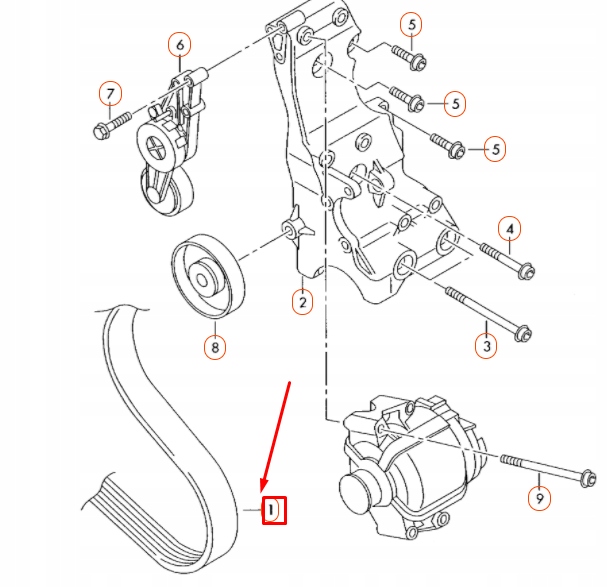 AUDI A4 B6 ACCESSOIRES POLYESTER V-BLET 06D903137E ORIGINAL