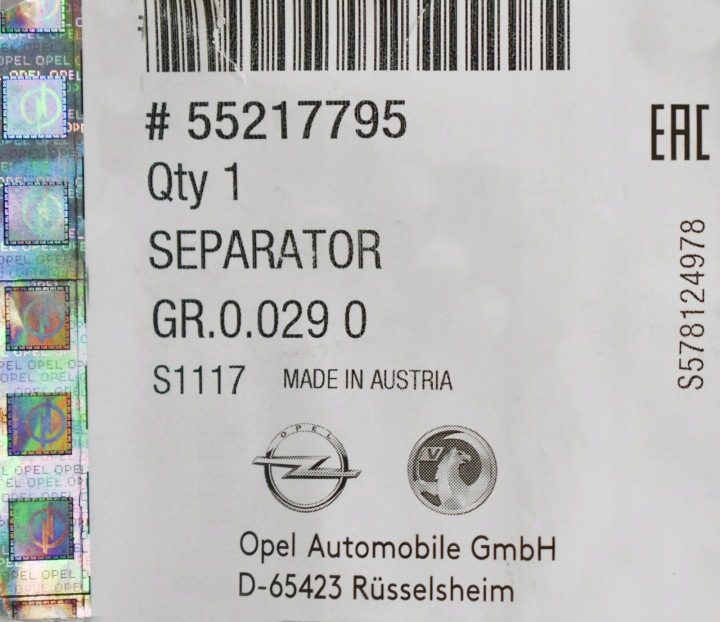 OE OPEL SÉPARATEUR HUILES SÉPARATEUR 55217795 ORIGINAL