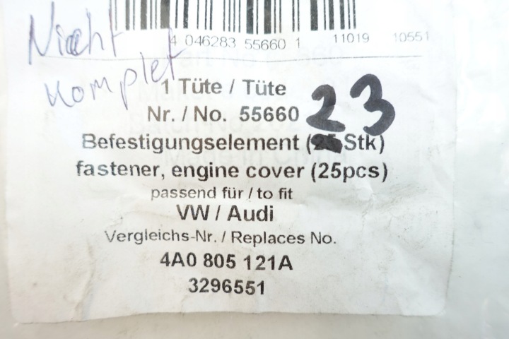CLIPS PASSAGES DE ROUE CARTERS MOTEUR AUDI VW 4A0805121A