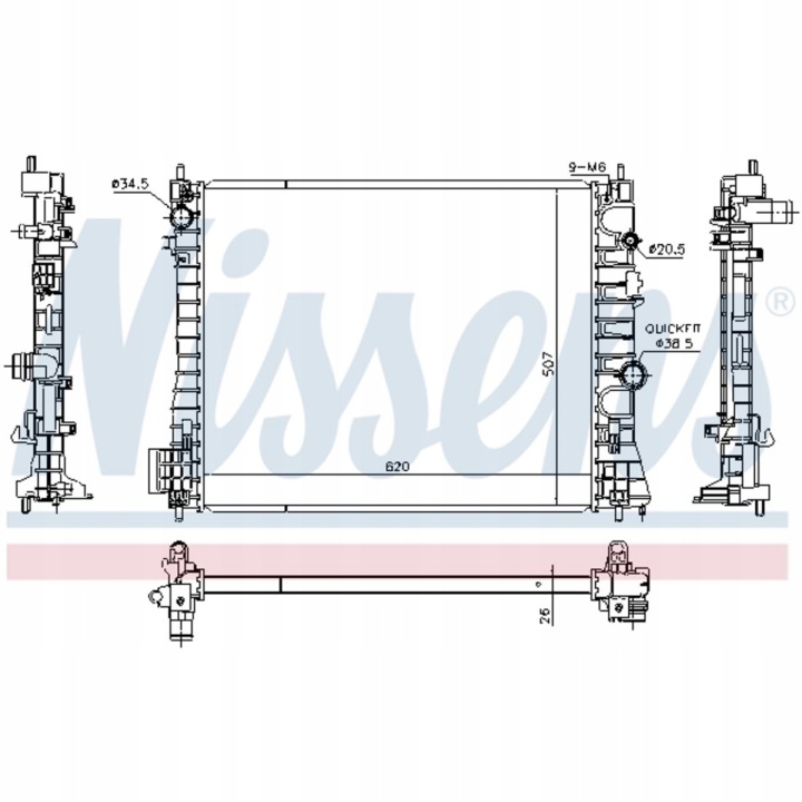 RADIATEUR MOTEUR OPEL MOKKA 13-, TRAX 13-, ENCORE