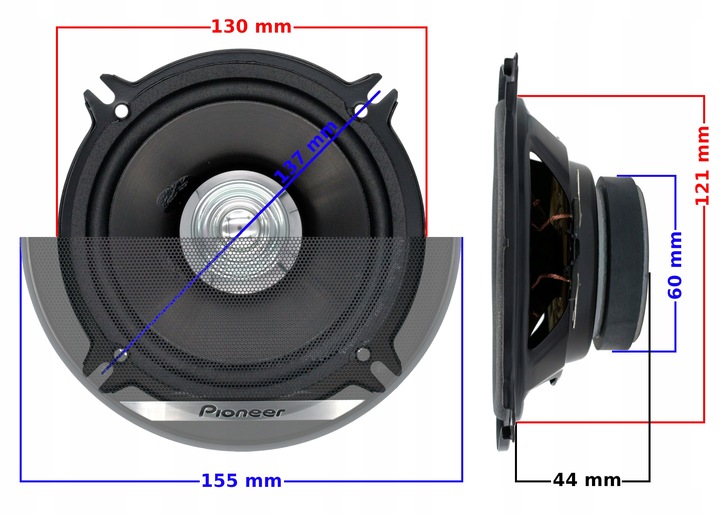 PIONEER ALTAVOCES DE AUTOMÓVIL DISTANCIAS PARA RENAULT MEGANE 3 WIND PARTE DELANTERA PARTE TRASERA 