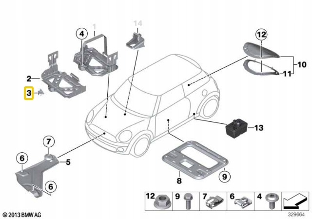 SUPPORT TRZYMAJACA BATTERIE BMW MINI R56 R55 R57 R58 R59 R60 R61
