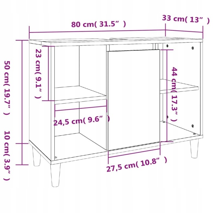 CASIER SOUS UMYWALKE, BLANCHE HAUT BRILLANT 80X33X60 CM LUMARKO!