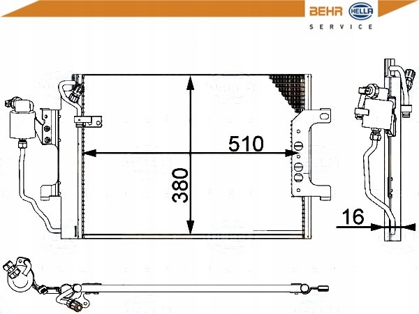 BRH/8FC 351 301-364/ZAPS BEHR HELLA CONDENSADOR DE ACONDICIONADOR MERCEDES W168 A- 