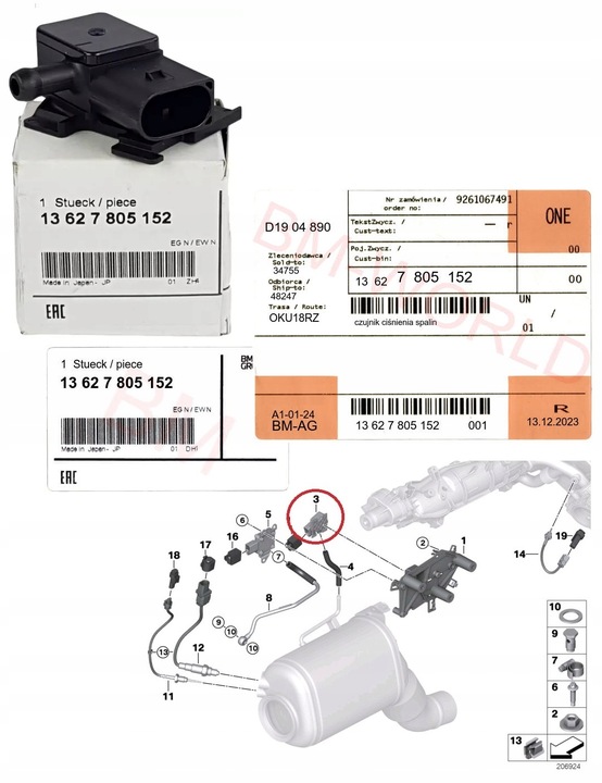 NAUJA ORIGINALUS OE BMW JUTIKLIS SLĖGIO IŠMETAMŲJŲ DUJŲ BMW X1 X3 X5 X6 13627805152 nuotrauka 3