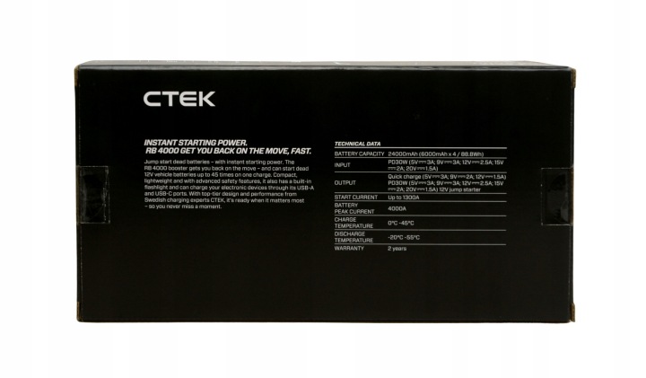 CTEK RB 4000 12V 4000A 40-624 DISPOSITIF DÉMARRAGE BOOSTER RB4000