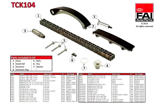 KIT CHAÎNES ROZRZ.ASTRA G,OMEGA B FAI AUTOPARTS TCK104 KIT CHAÎNES