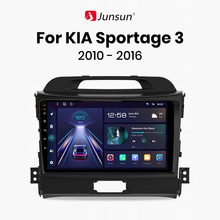 RADIO JUNSUN PARA KIA SPORTAGE 3 2010-2016 CARPLAY ANDROID AUTO 1+32 WIFI 