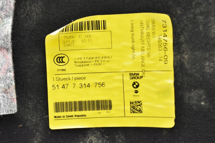 CARDAN GARNITURE DE PORTE ARRIÈRE COUVERCLES DE COFFRE GAUCHE DROIT 7314755 7314756 BMW I3 I01
