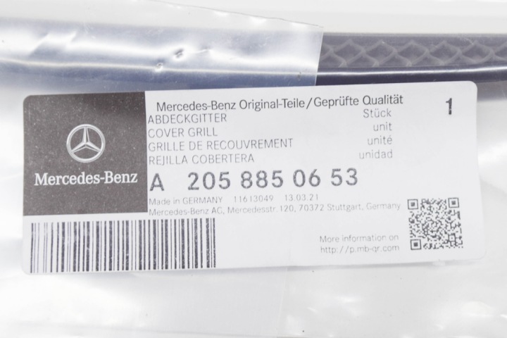 MB C W205 AMG PARE-CHOCS ARRIÈRE DROITE GRILLE LATÉRALE A2058850653 ORIGINALE
