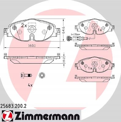 DISCOS ZAPATAS PARTE DELANTERA ZIMMERMANN VW GOLF VII 