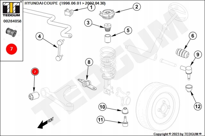 TEDGUM 00284058 SILENT BLOC BRAS DE SUSPENSION HYUNDAI