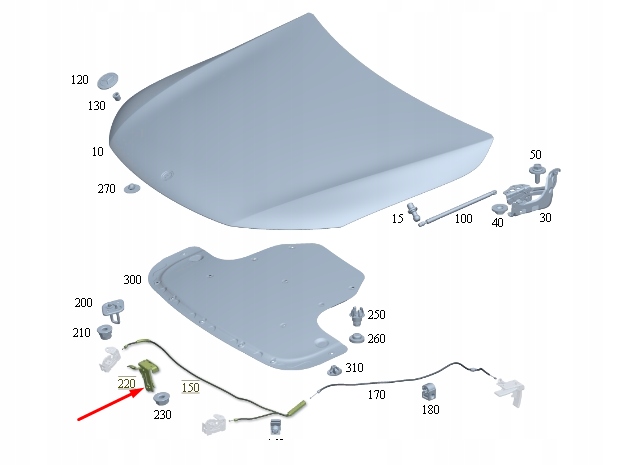 CROCHET FIXATION CAPOT AVANT MERCEDES-BENZ EQC A2938807201