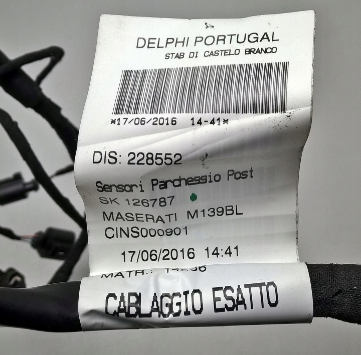 MASERATI GRANTURISMO GRANCABRIO FAISCEAU DE CÂBLES CAPTEURS PDC PARE-CHOCS ARRIÈRE OE 228552