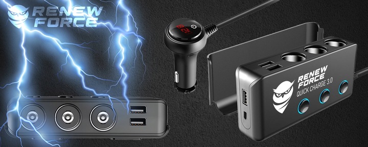 POTENTE DISTRIBUIDOR ENCAJES ENCENDEDOR 12-24V 3XUSB + 1XUSB-C QC 3.0 120W 