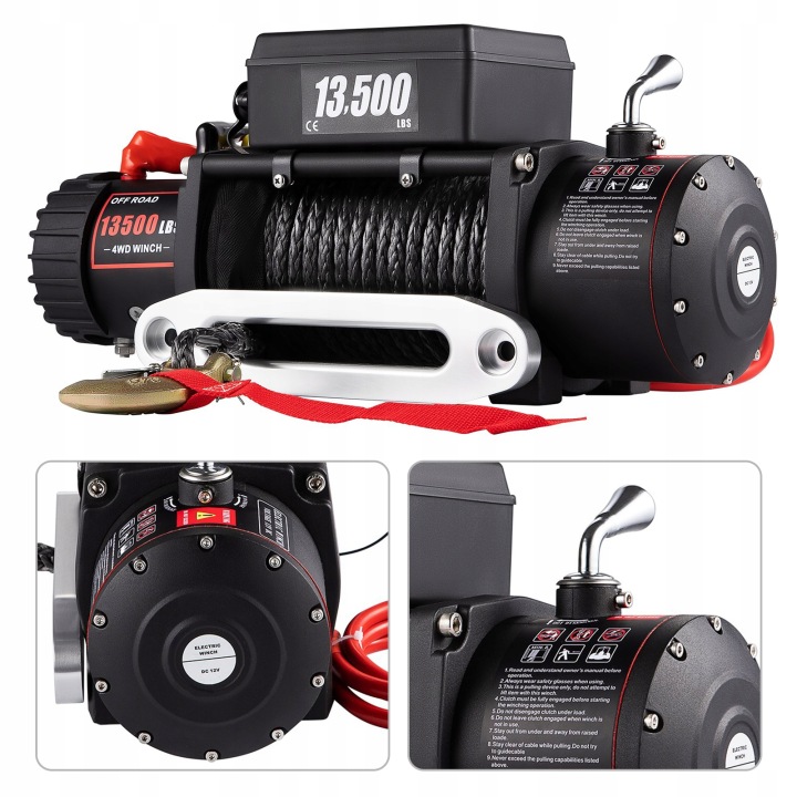 WYCIAGARKA ÉLECTRIQUE 13 500 LBS 27M CÂBLE SYNTHÉTIQUE TÉLÉCOMMANDE SANS FIL