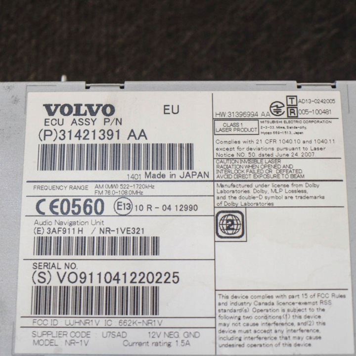 VOLVO XC60 2013 PANNEAU AUTORADIO CD/DVD/GPS