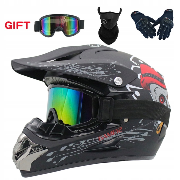 CASCO PARA MOTOCICLETA OFF-ROAD ENDURO MOTOCROSS +GOGLE + CAPO + GUANTES 