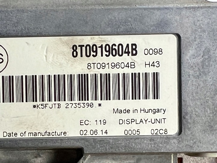 AUDI A4 B8 A5 MONITEUR MONITEUR ÉCRAN 8T0919604B