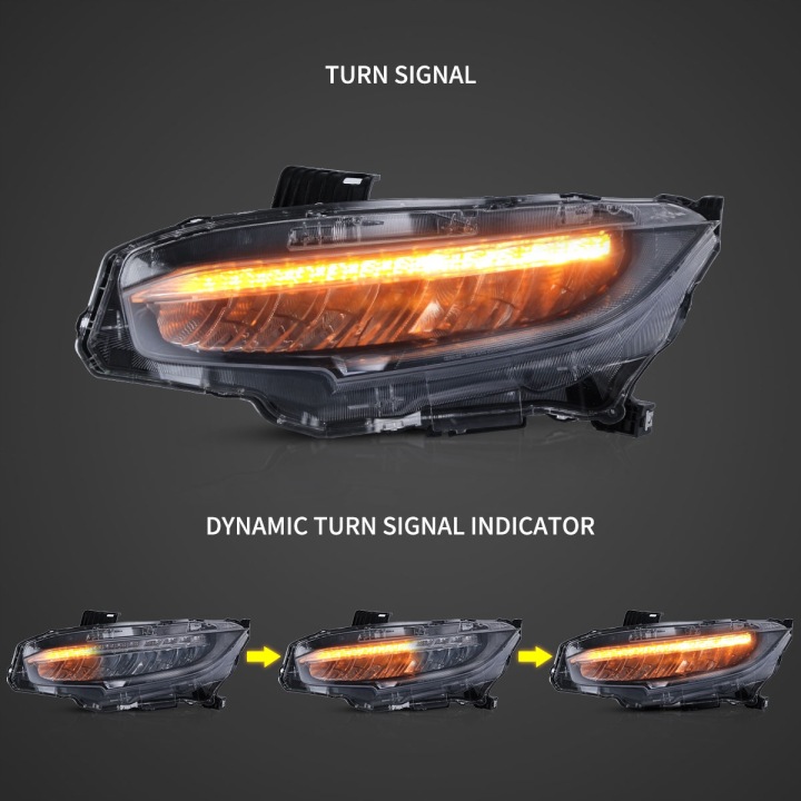 HONDA CIVIC X 2016-2021 PHARE PHARES AVANT ENSEMBLE COMPLET LED FJD VLAND EUROPE
