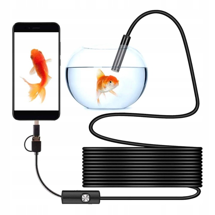 ENDOSKOP CAMÉRA INSPEKCYJNA LED USB C APP APLIKACJA SUR TÉLÉPHONE 5,5MM 10M