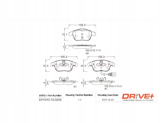 PADS BRAKE FRONT AUDI A4.A5 1.8-2 0TDI 08- DRIVE+ photo 3 - milautoparts-fr.ukrlive.com