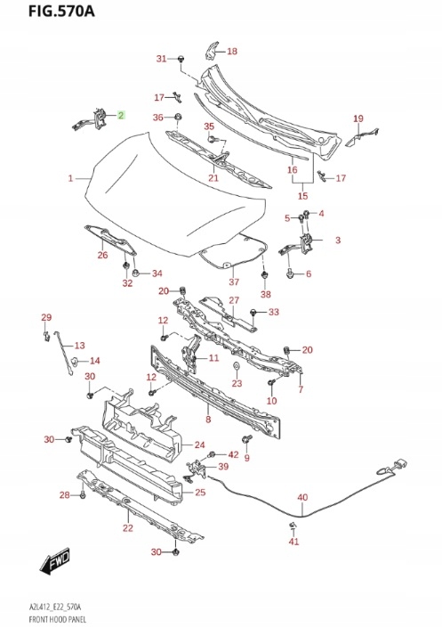 SUZUKI SWIFT MK8 2017 - HINGE HOOD RIGHT 