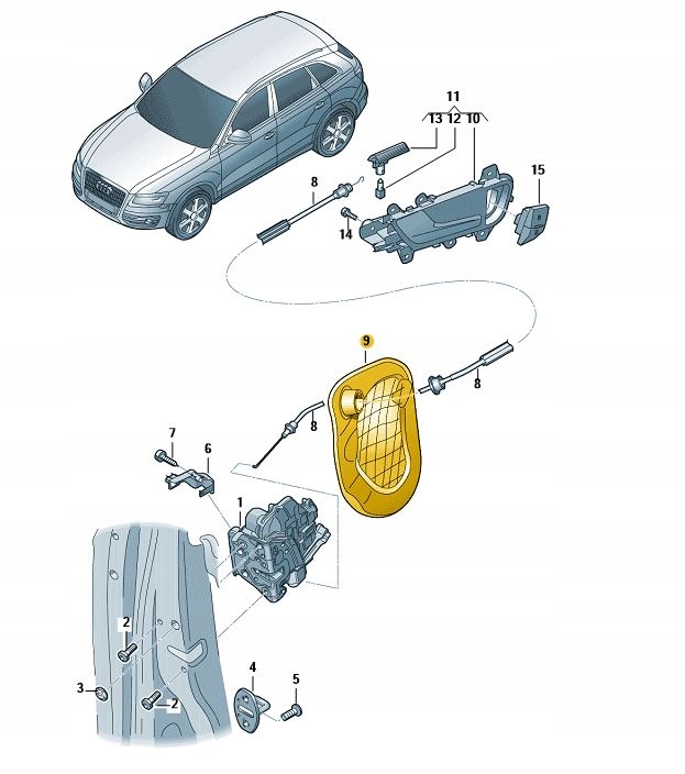 GAUBTAS POKRYCIE DURYS WEWNATRZNA KAIRĖ GAL. AUDI Q5 ORIGINALAS NUO ASO nuotrauka 3