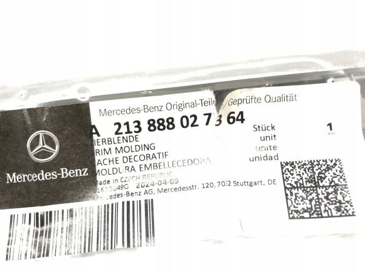 MOULURE CHROME GRILLE DE RADIATEUR MERCEDES W213 A2138880273