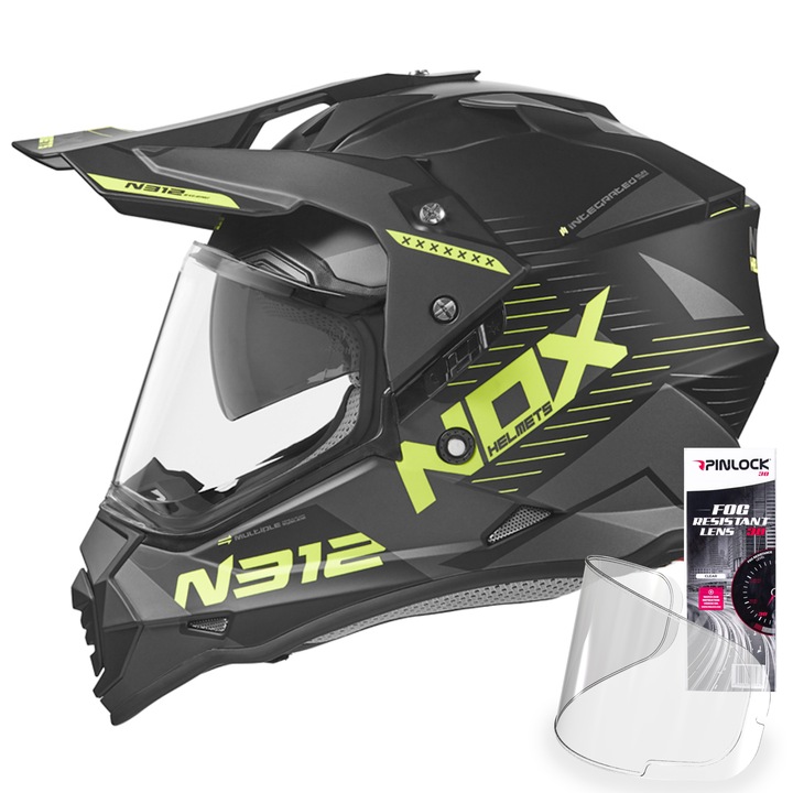 NOX N312 EXTEND CASCO PARA MOTOCICLETA CROSS+ PINLOCK XS 