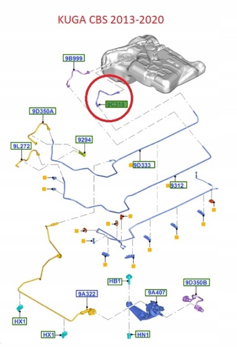 FIL FLEXIBLE SYSTÈMES CARBURANTS KUGA 2013-2020 1782175 CV61-9C318-AB