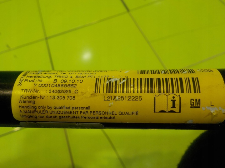 MERIVA B 10R CEINTURE DE SÉCURITÉ GAUCHE AVANT AVEC TENDEUR 13305707 13250509