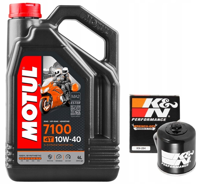 ACEITE MOTUL 7100 10W40 4L. + FILTRO KN-204-1, YAMAHA XVS1300, 10-17R. 