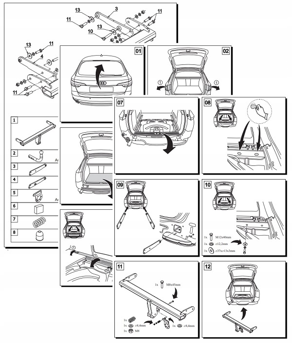 BARRA DE REMOLQUE GANCHO DE REMOLQUE + 7 PIN SEAT ALHAMBRA 1996-2000 