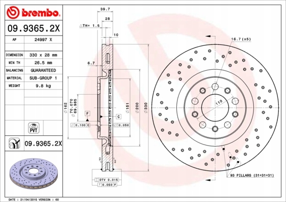 DISCOS ZAPATAS PARTE DELANTERA BREMBO ALFA 159 SPORTWAGON 