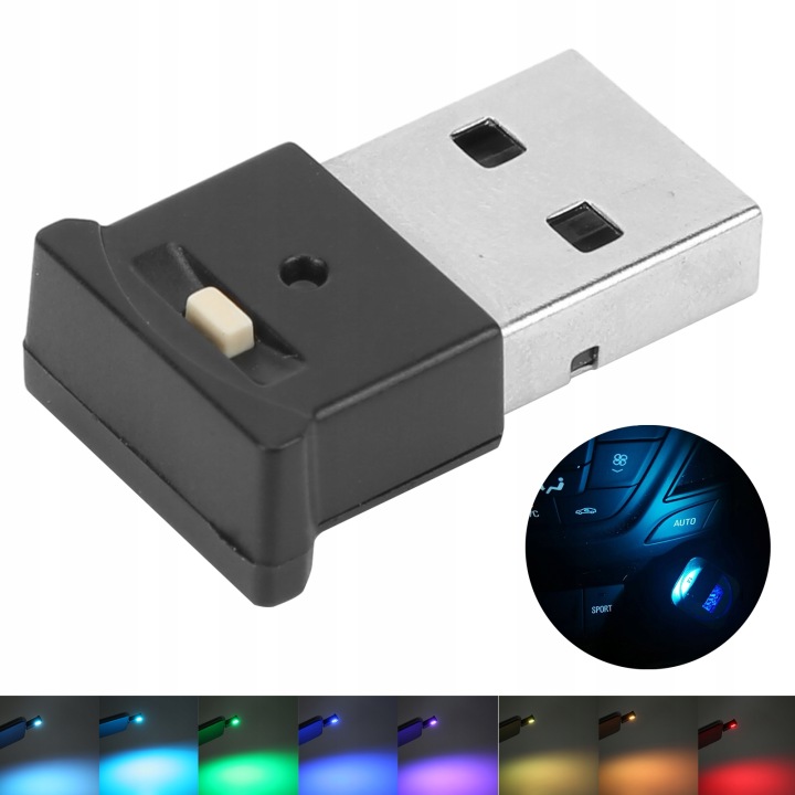 AMPOULE USB LED AMBIENT 8 COULEURS RGB VERS VOITURES CAMPING UNIVERSEL