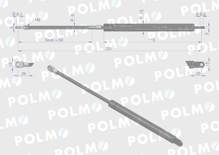 SERVOMOTEUR GAUCHE ENSEMBLE MAXIMAL 201MM 65499080 6-10018200 MAUSER POLMO