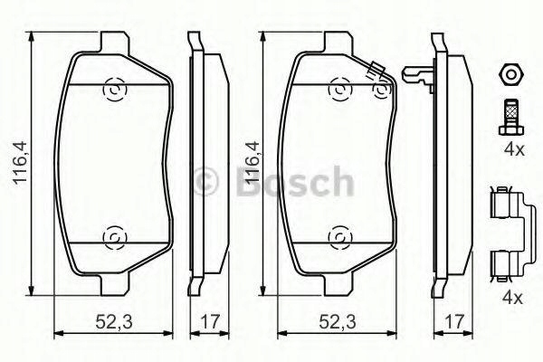 BOSCH 0 986 494 160 KOMPLEKTAS TRINKELIŲ STABDŽIŲ nuotrauka 16