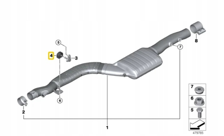 BMW 5 G30 CAOUTCHOUC FIXATION CATALYSEUR 18208599519 8599519