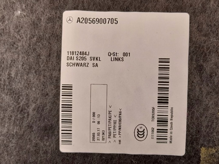 MERCEDES W205 UNIVERSEL COLLECTEUR COUVERCLES DE COFFRE GAUCHE ARRIÈRE BOUCHON