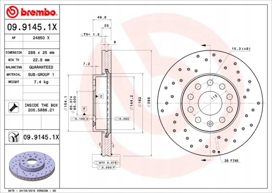 DISCOS ZAPATAS PARTE DELANTERA BREMBO SEAT LEON 