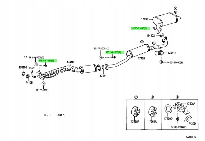 PERNO DE MONTAJE DE ESCAPE LEXUS IS200 IS300 SC430 OEM TOYOTA 