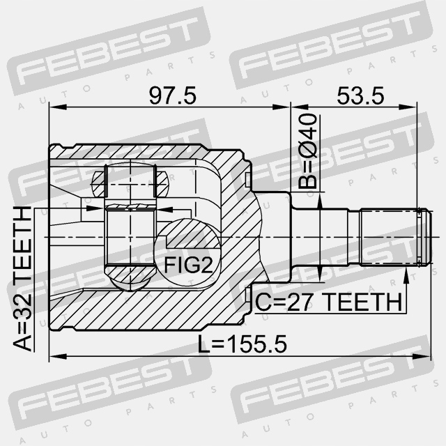 FEBEST 0311-CRVMTRH KIT ARTICULATION ARBRE DE TRANSMISSION