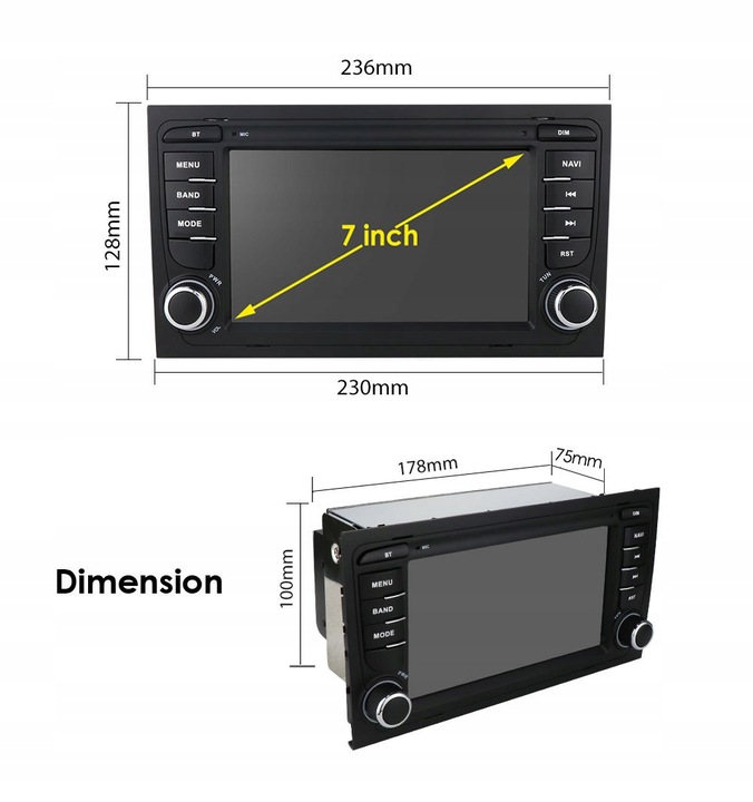 RADIO DE AUTOMÓVIL 2DIN AUDI A4 B9 ANDROID 4G/64G 