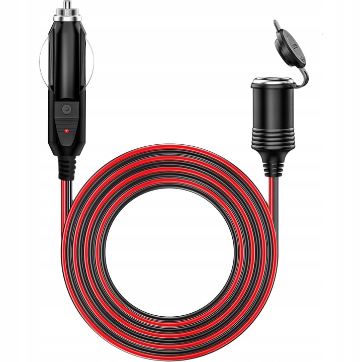 RALLONGE DOUILLES ALLUME-CIGARES 400 CM. PUISSANT 15A CONNECTEUR PRISE 16AWG