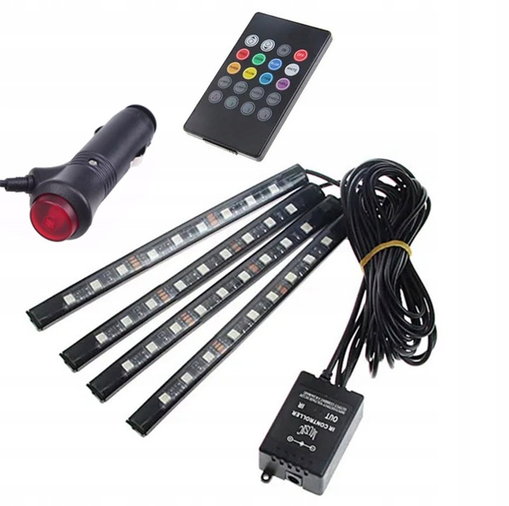 ILUMINACIÓN RGB DIOPARA LUMINOSO LED X36 PARA INTERIOR AUTO CABINAS COCHE + UNIDAD DE CONTROL ZD65A 