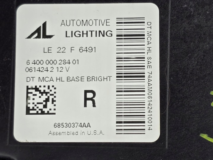 DODGE RAM 1500 2024-2025 LED PROJECTEUR DROIT PHARE AVANT 68530374AA