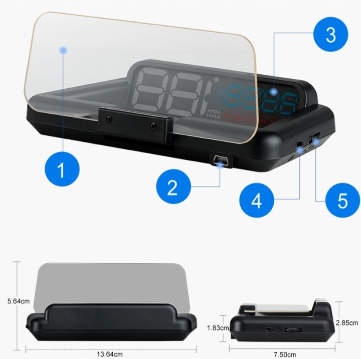 MONITEUR PROJECTEUR SUR VITRE HUD OBD2 C500